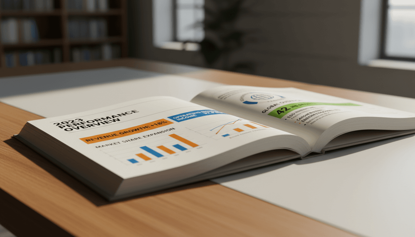 Open annual report document showing detailed metrics and accountability records