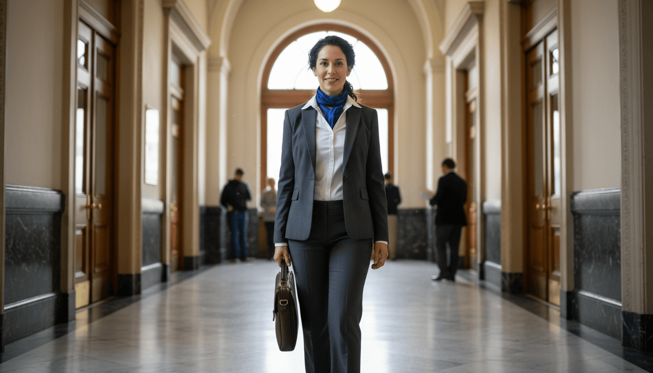 Attorney in courthouse corridor