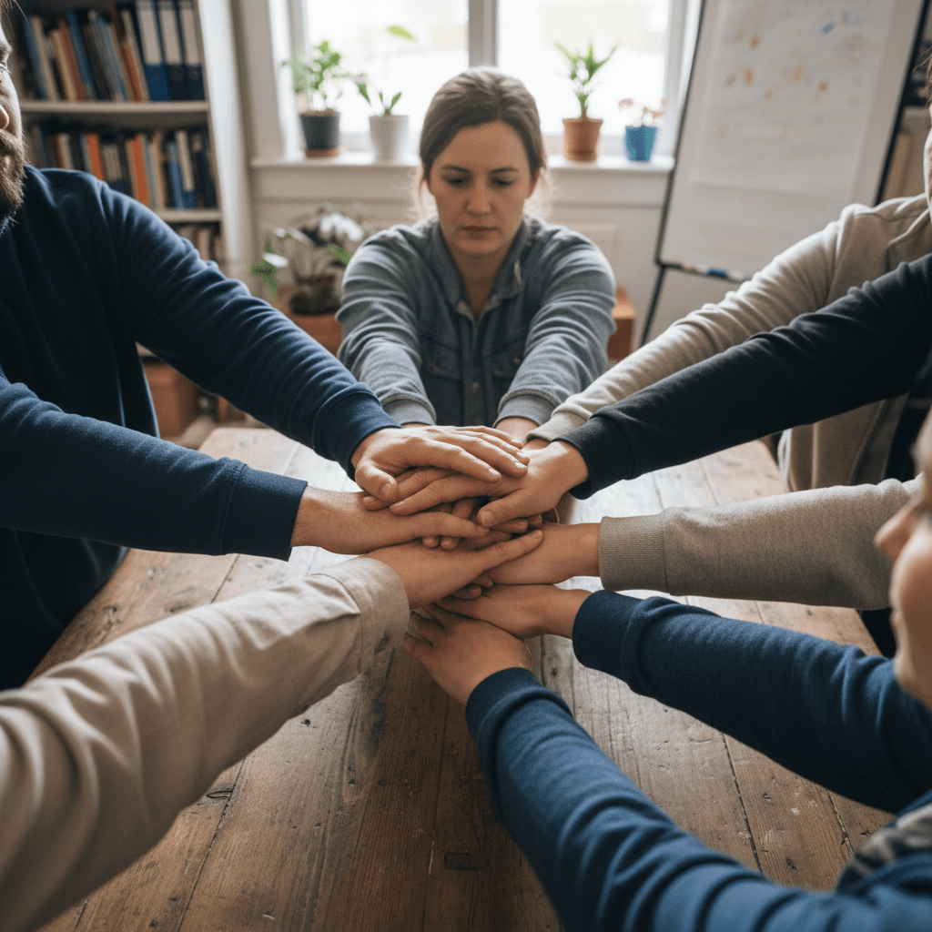 Community members united in courthouse setting